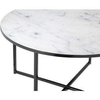 mutoni Table basse marbre blanc noir rond 80x80  