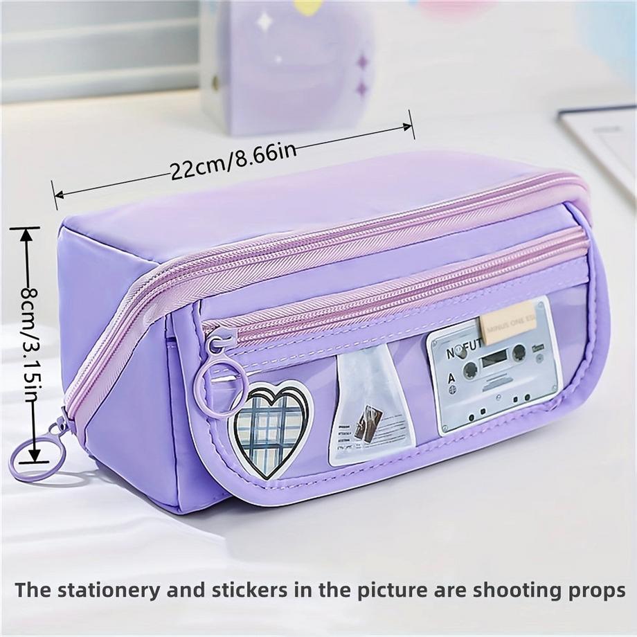 Only-bags.store  Extra großes Federmäppchen - Strapazierfähiges Polyester, Organizer mit mehreren Fächern für Schulsachen und Kosmetik, tragbares Design für Studenten 