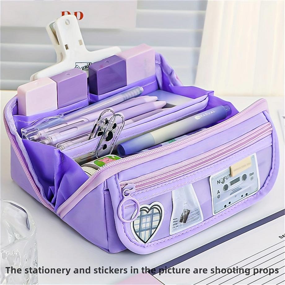 Only-bags.store  Extra großes Federmäppchen - Strapazierfähiges Polyester, Organizer mit mehreren Fächern für Schulsachen und Kosmetik, tragbares Design für Studenten 