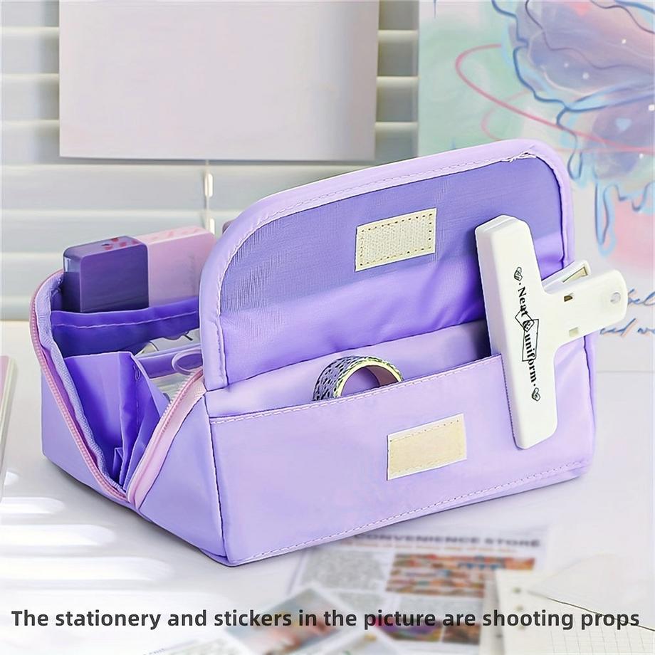 Only-bags.store  Extra großes Federmäppchen - Strapazierfähiges Polyester, Organizer mit mehreren Fächern für Schulsachen und Kosmetik, tragbares Design für Studenten 