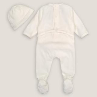 La Redoute Collections  Pyjama 1 pièce naissance en velours + bonnet 