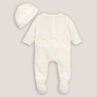 La Redoute Collections  Pyjama 1 pièce naissance en velours + bonnet 