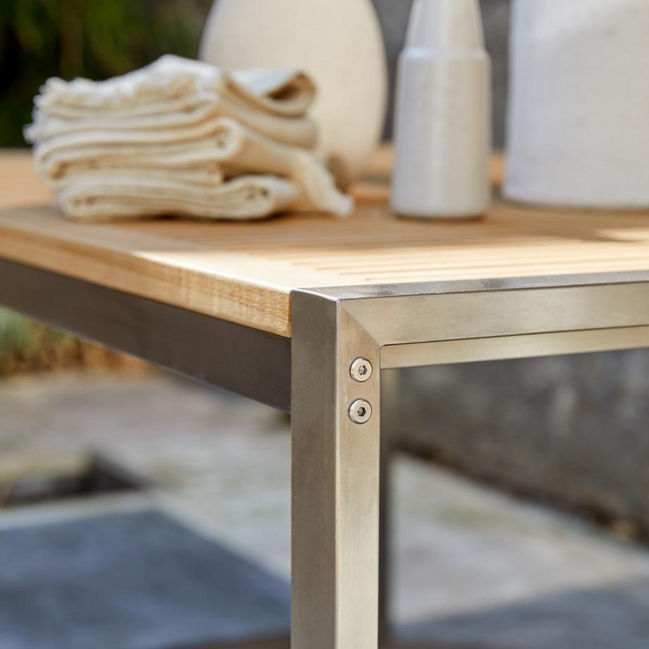 Tikamoon Ensemble de jardin en teck massif et inox 6 places Arno  