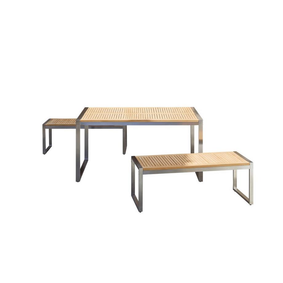 Ensemble de jardin en teck massif et inox 6 places Arno