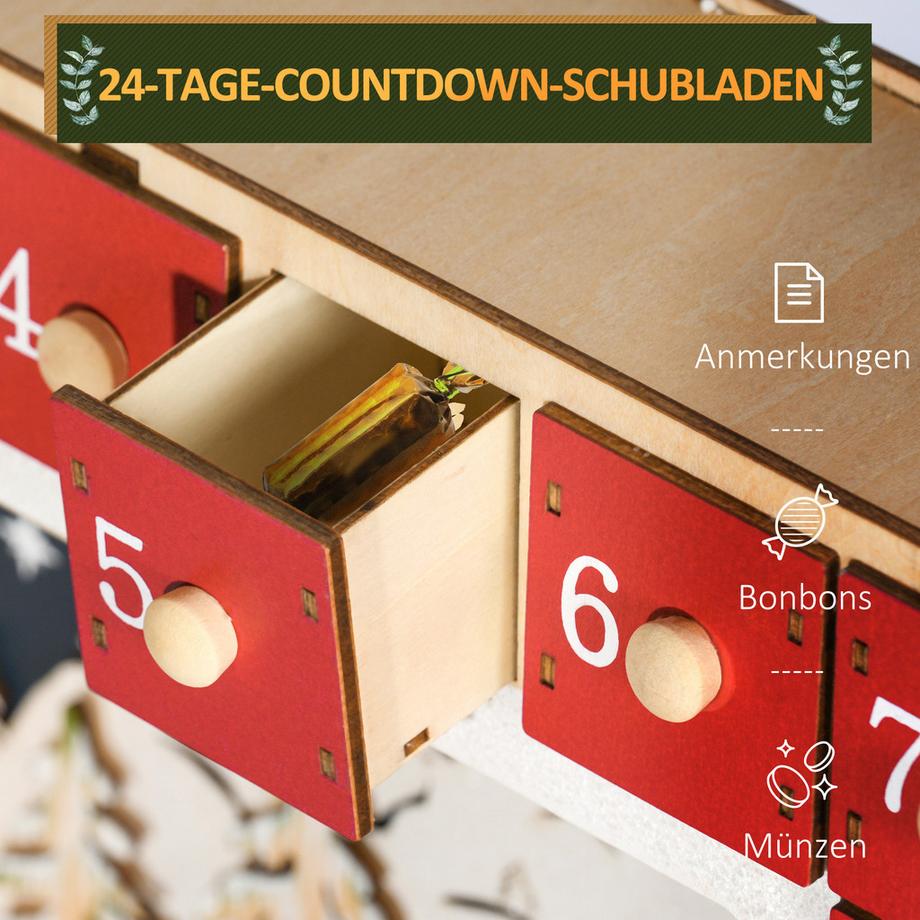 HOMCOM Calendrier de l'Avent de Noël  
