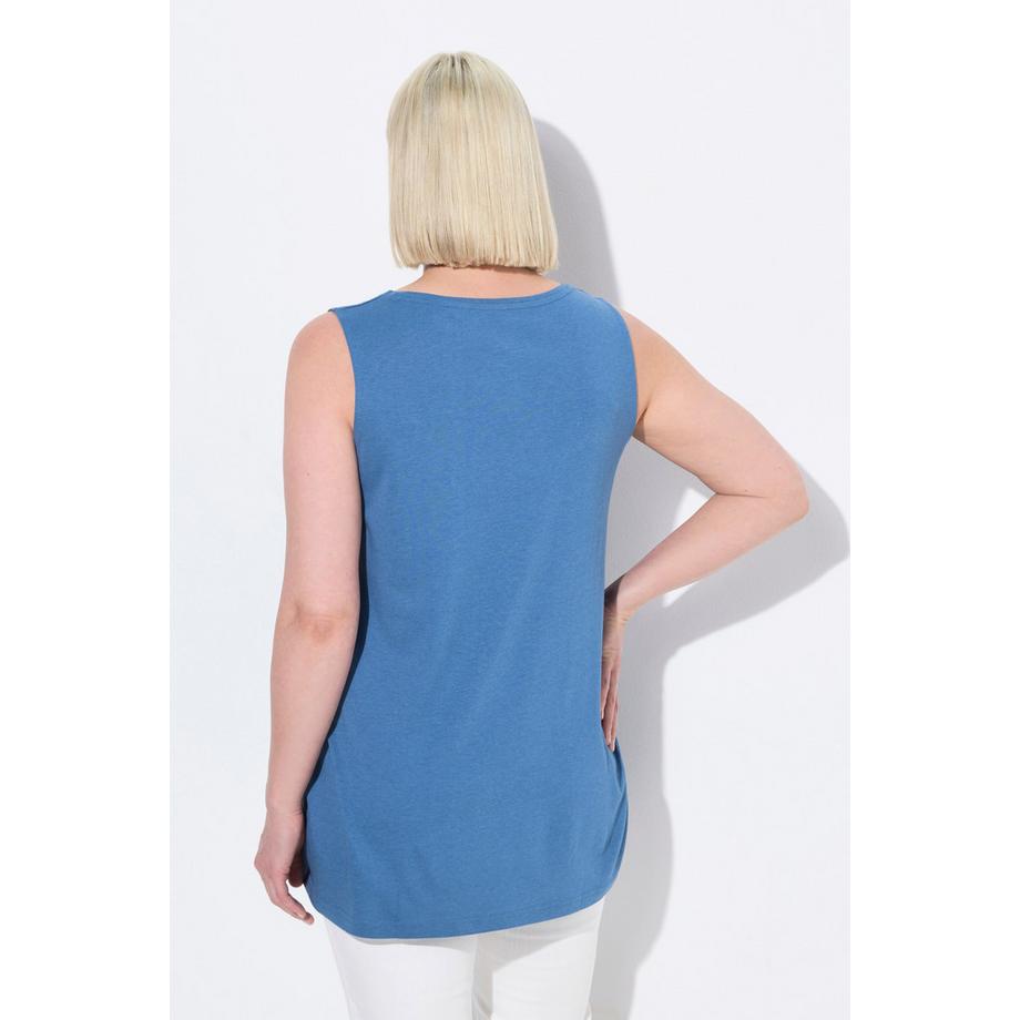 Ulla Popken Top Senza Maniche Girocollo Linea ad A con Pieghe Decorative  