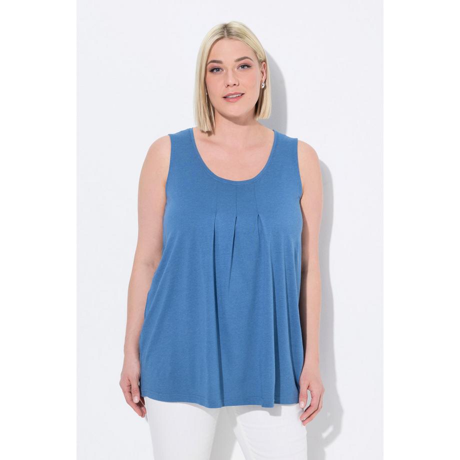 Ulla Popken Top Senza Maniche Girocollo Linea ad A con Pieghe Decorative  