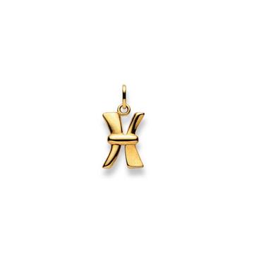 Pendentif lettre X or jaune 750, 20x10mm