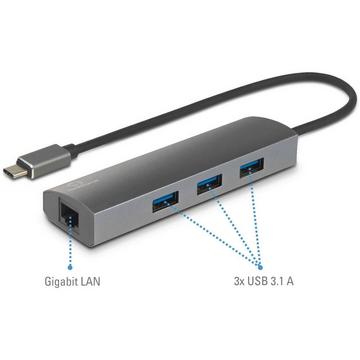 Netzwerkadapter/Hub 1 GBit/s USB-C® 5Gbps, LAN (10/100/1000 MBit/s), USB 3.2 Gen 1 (USB 3.