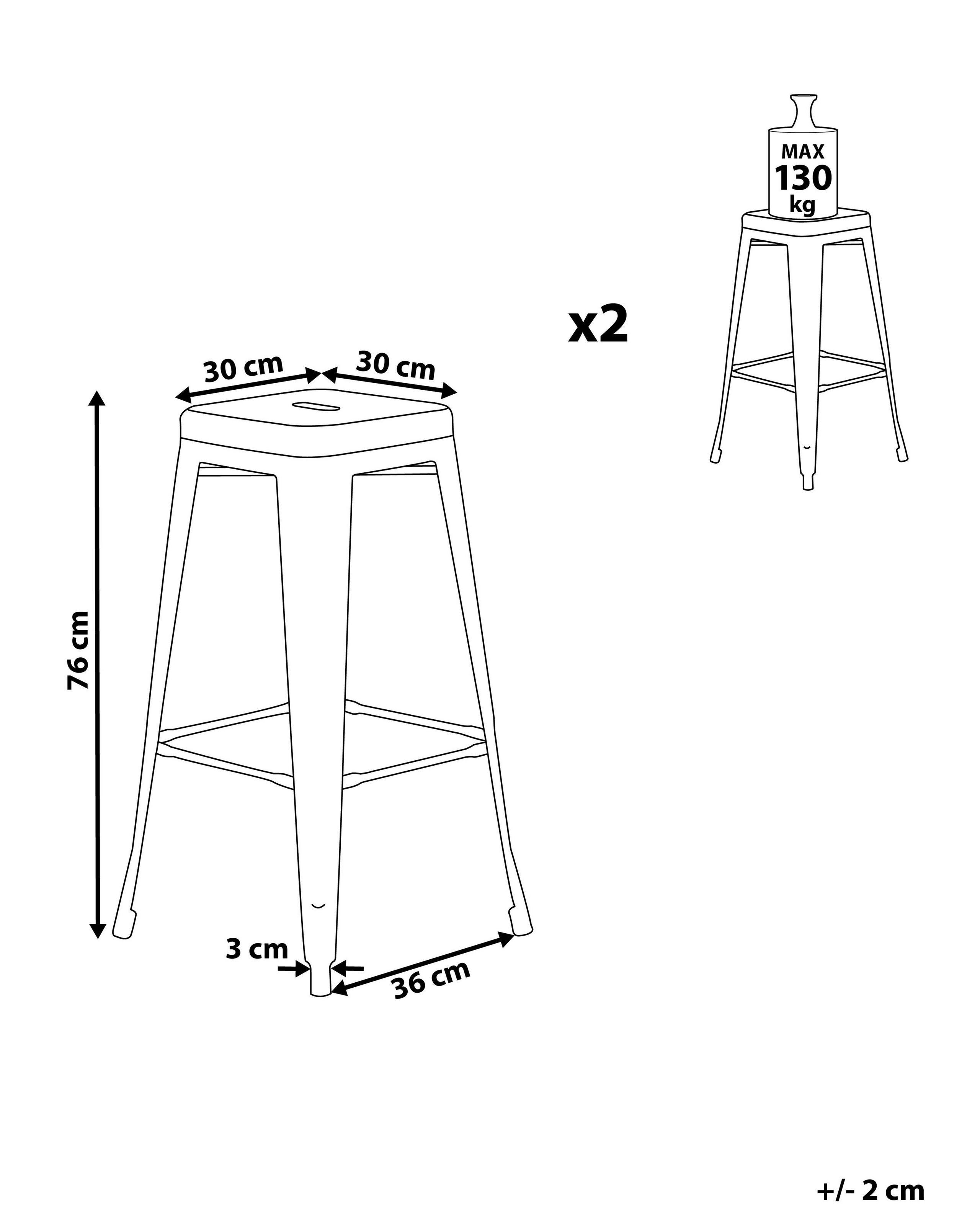 Beliani Lot de 2 tabourets de bar en Acier Moderne CABRILLO  