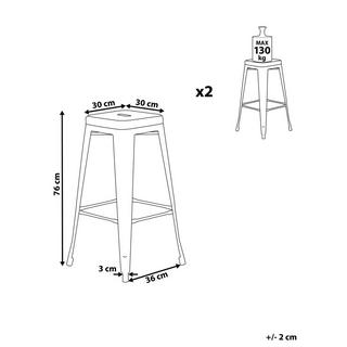 Beliani Lot de 2 tabourets de bar en Acier Moderne CABRILLO  