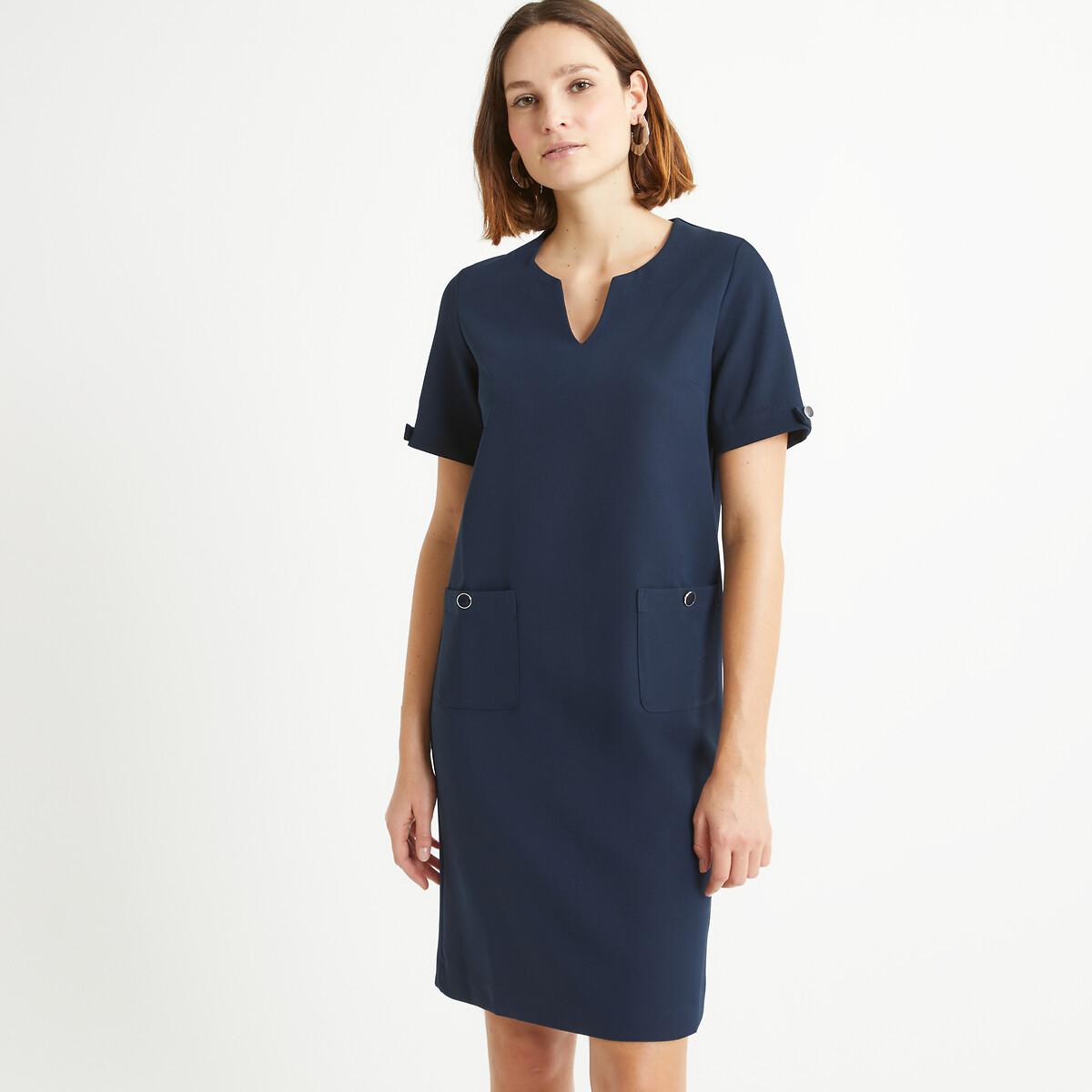 Image of Gerades Kleid Mit Kurzen Ärmeln Damen Blau 38