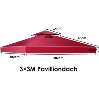 Northix Ersatz-Oberabdeckung 300 x 300 cm Terrassenüberdachung für Doppelstöckigen Pavillon Wein  