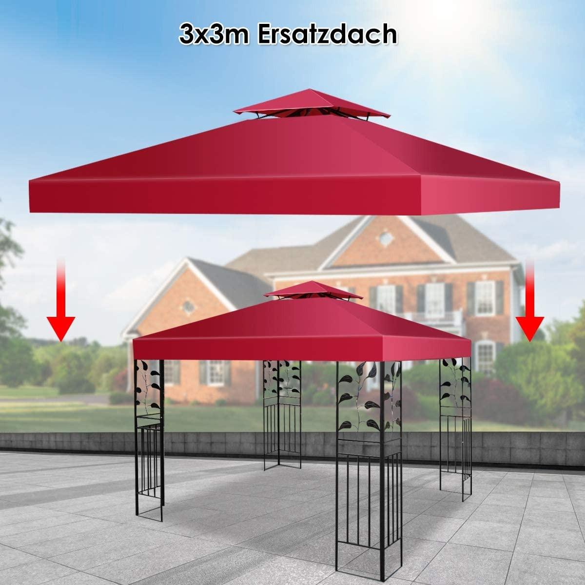 Northix Ersatz-Oberabdeckung 300 x 300 cm Terrassenüberdachung für Doppelstöckigen Pavillon Wein  