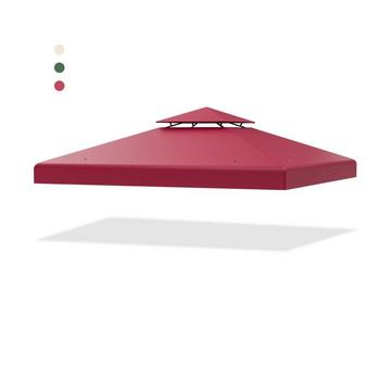 Ersatz-Oberabdeckung 300 x 300 cm Terrassenüberdachung für Doppelstöckigen Pavillon Wein