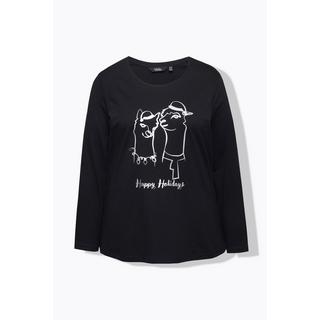 Ulla Popken  T-shirt de Noël, coupe classique à col rond et manches longues 