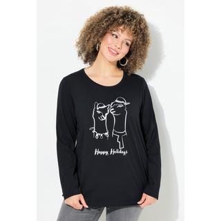 Ulla Popken  T-shirt de Noël, coupe classique à col rond et manches longues 