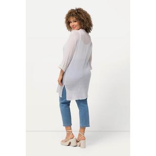 Ulla Popken  Blusa lunga in crêpe con collo alto, scollo a V e maniche a 3/4 