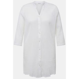 Ulla Popken  Blusa lunga in crêpe con collo alto, scollo a V e maniche a 3/4 