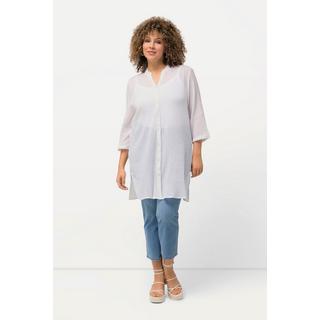 Ulla Popken  Blusa lunga in crêpe con collo alto, scollo a V e maniche a 3/4 