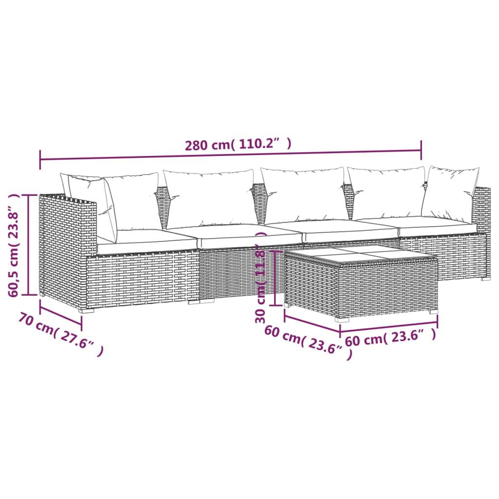 VidaXL set salotto da giardino Polirattan  