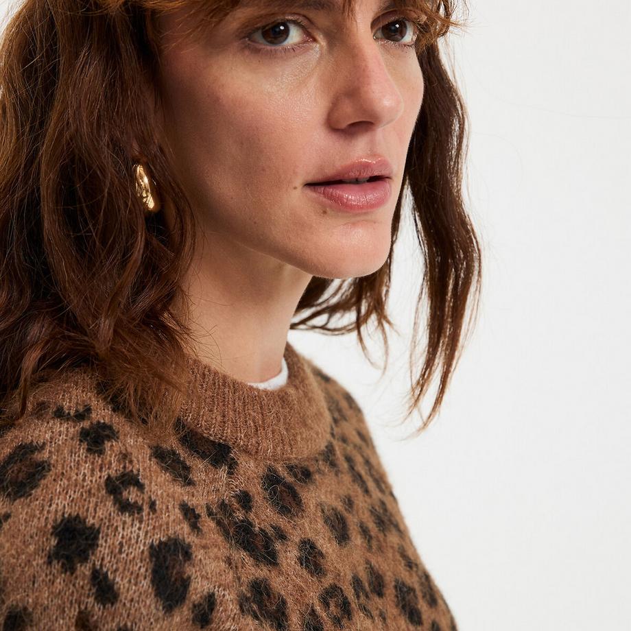 La Redoute Collections Woll Alpaka Mischgewebe Leopardenmuster Pullover  