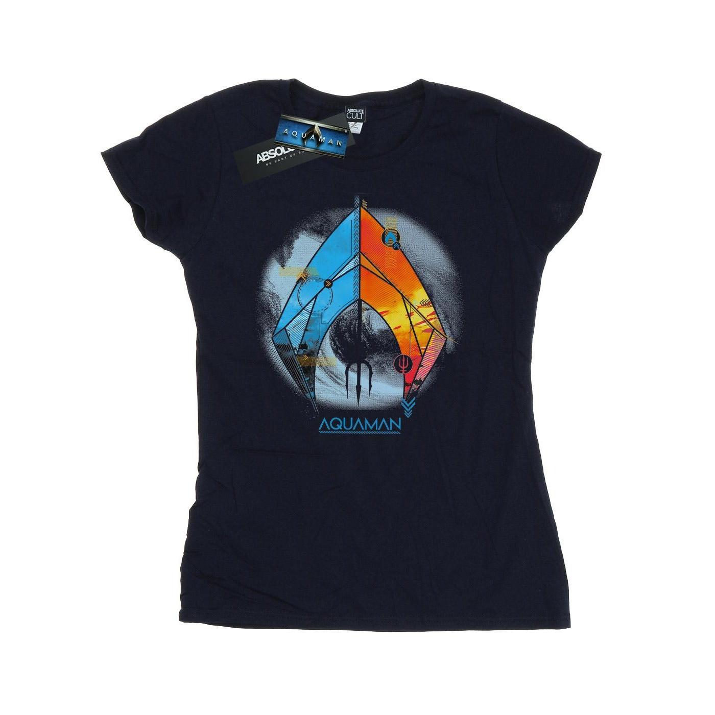 Image of Aquaman Tropical Logo Tshirt Damen Marine M