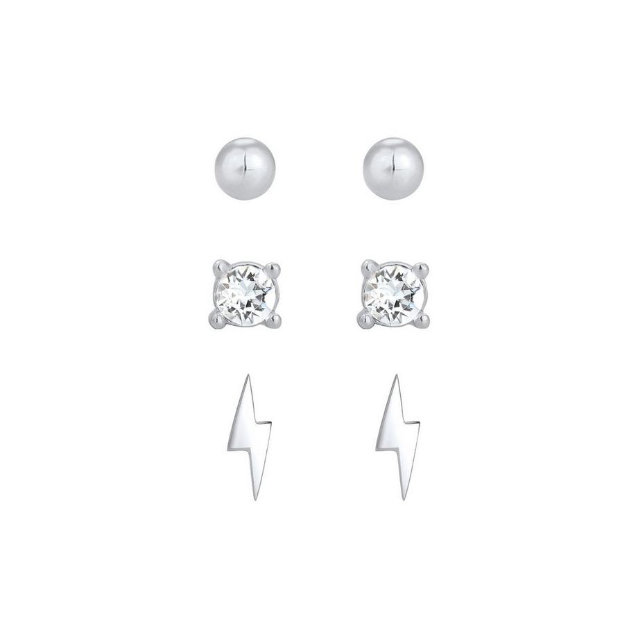 Elli  Boucles d'Oreilles Boule Éclair Set De 3 Avec Cristaux 