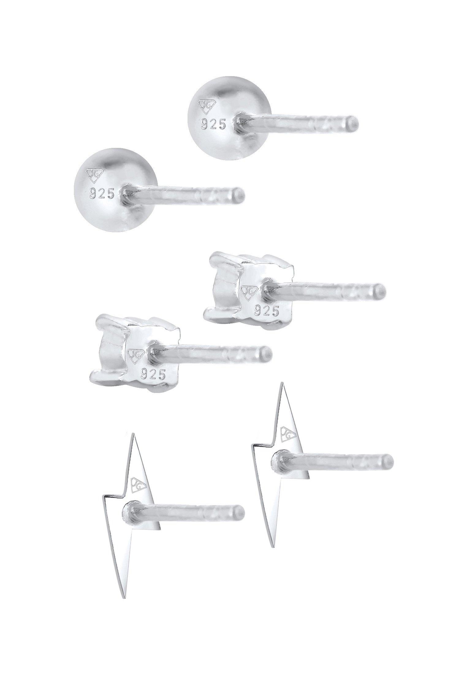 Elli  Ohrringe Stecker Kugel Blitz Kristall 3Er Set 