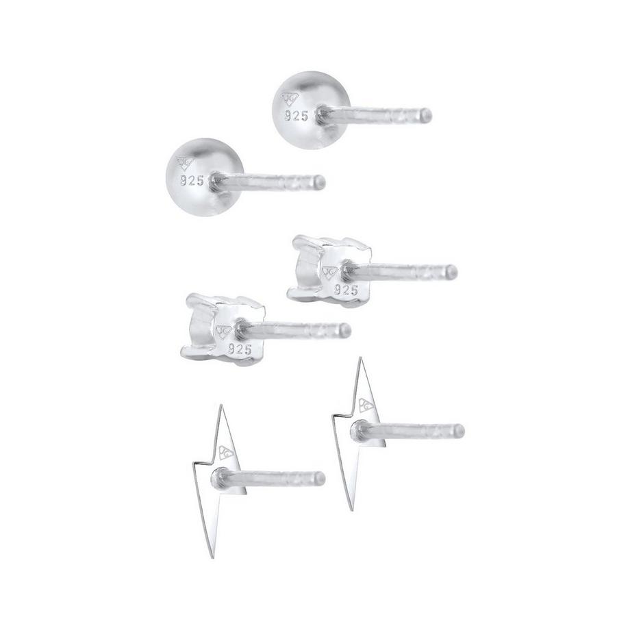 Elli  Boucles d'Oreilles Boule Éclair Set De 3 Avec Cristaux 