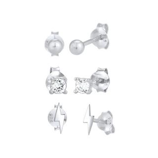 Elli  Boucles d'Oreilles Boule Éclair Set De 3 Avec Cristaux 