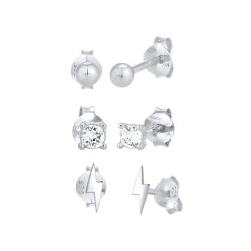 Boucles d'Oreilles Boule Éclair Set De 3 Avec Cristaux