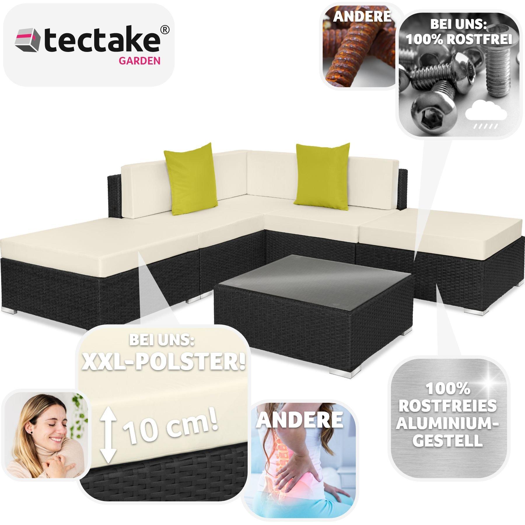 Tectake Canapé de jardin PARIS modulable 5 places  