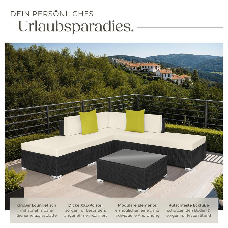 Tectake Rattan Lounge Paris mit Aluminiumgestell wetterfest  