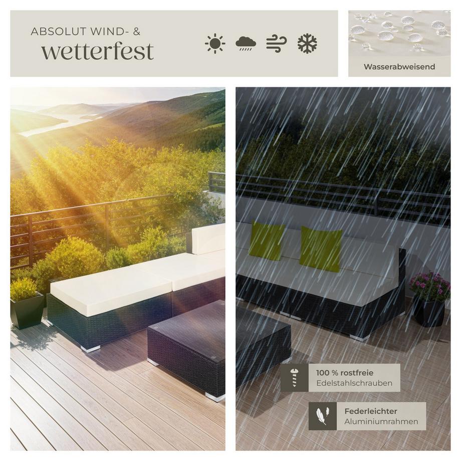 Tectake Aluminium Rattan Lounge Paris wetterfest und UV-beständig Dicke der Polster 10 cm  