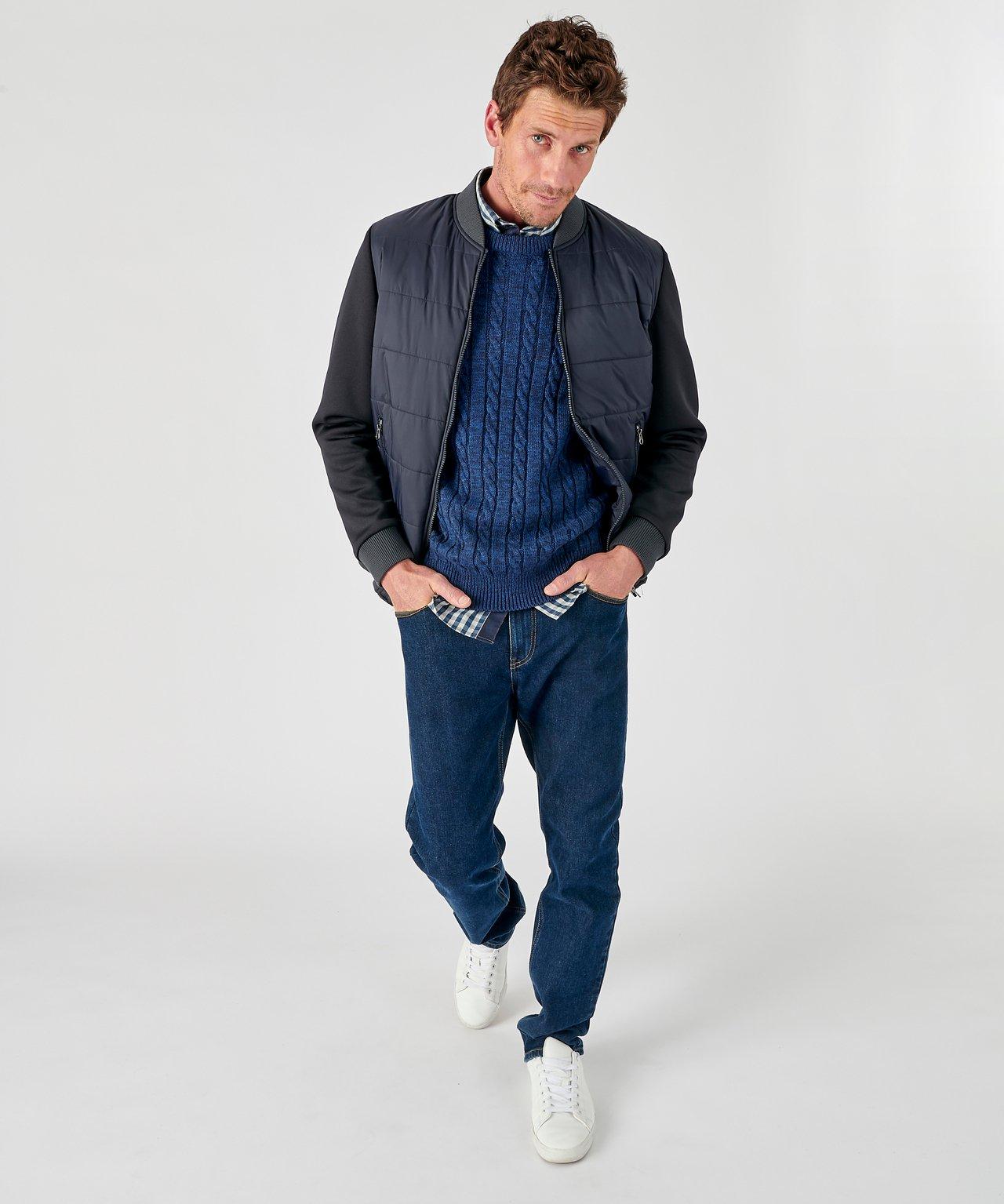 Image of Blousonjacke In Materialmix, Ideal Für Die Übergangszeit. Herren Blau L