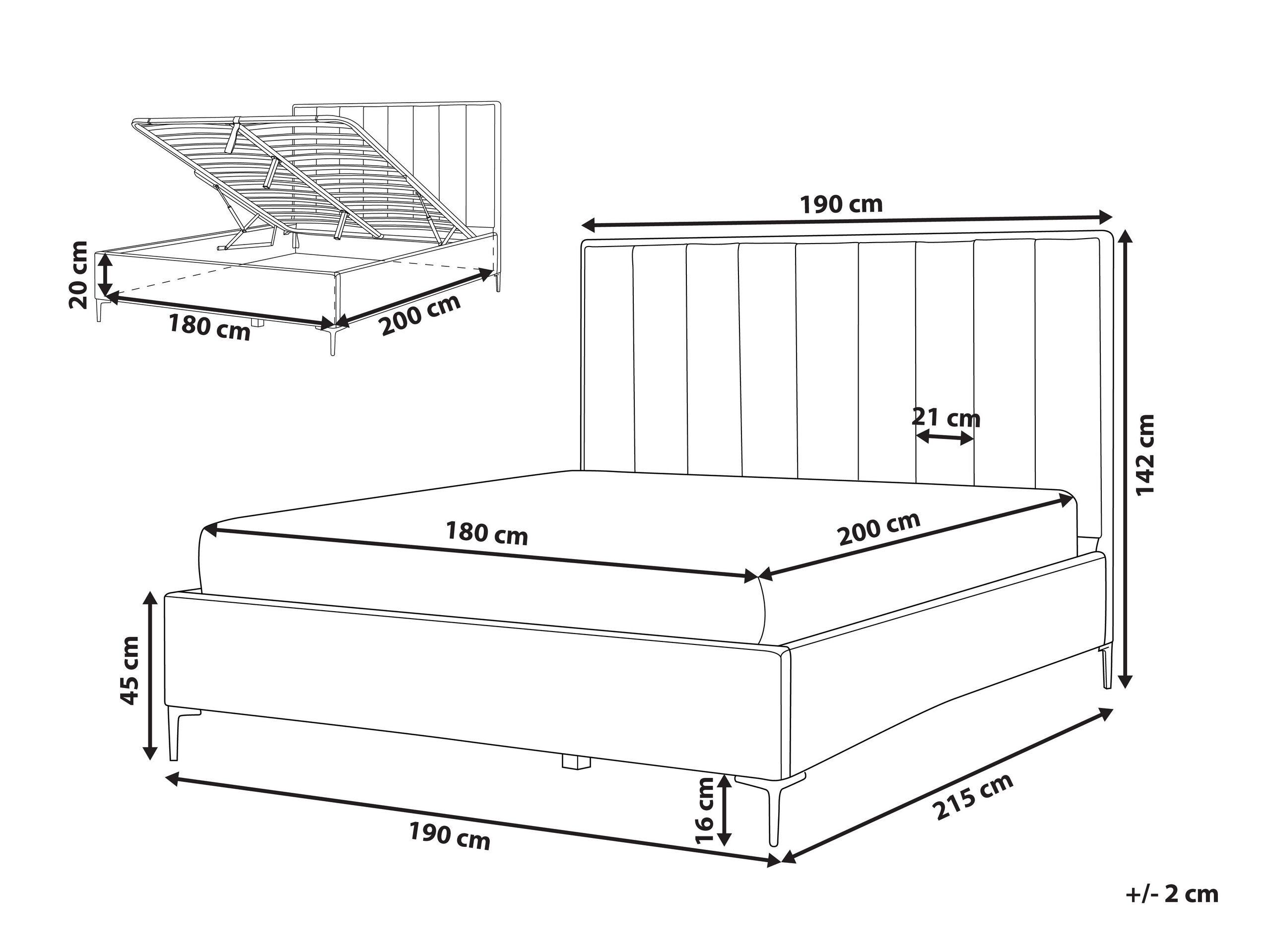 Beliani Letto contenitore en Velluto Glamour SEZANNE  