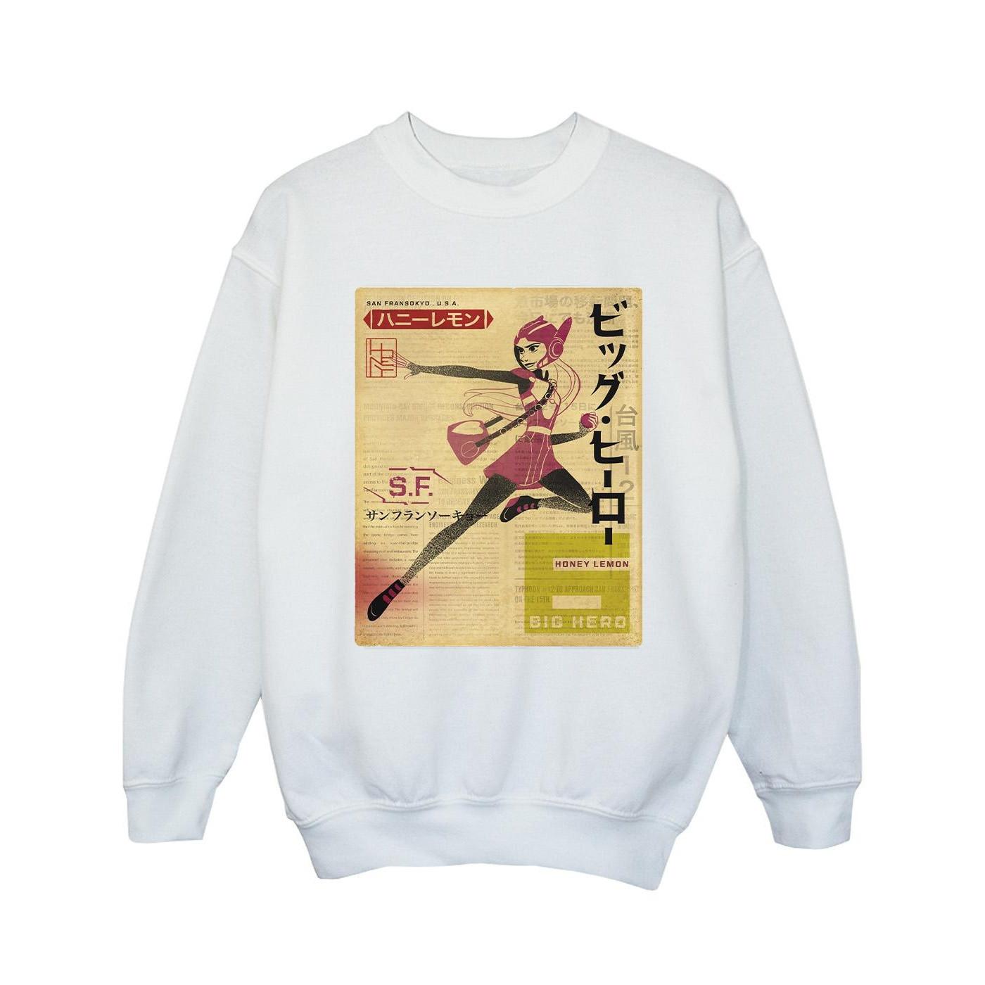 Image of Big Hero 6 Baymax Honey Lemon Newspaper Sweatshirt Unisex Weiss 104