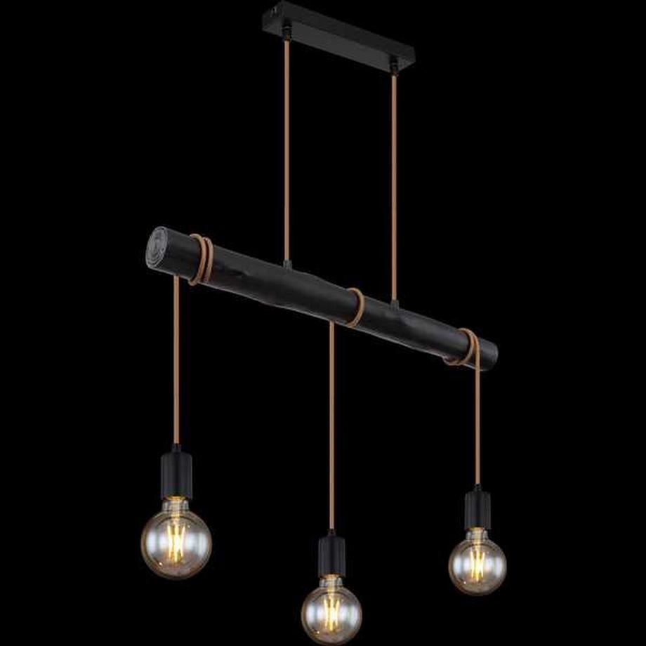 mutoni Lampe à suspension Gregor métal noir 3xE27  