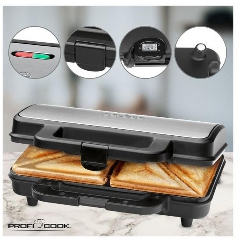 ProfiCook PC-ST 1092 Sandwichtoaster, Edelstahl, rostfrei 900W  