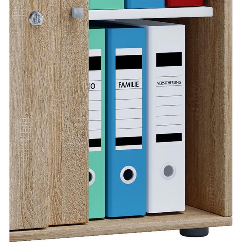 VCM Büroschrank mit 2 Fächern | moderner Aktenschrank mit Schiebetüren | Maße ca. B. 70 x  H. 73 x T. 37 cm – Lona 2-Fach  