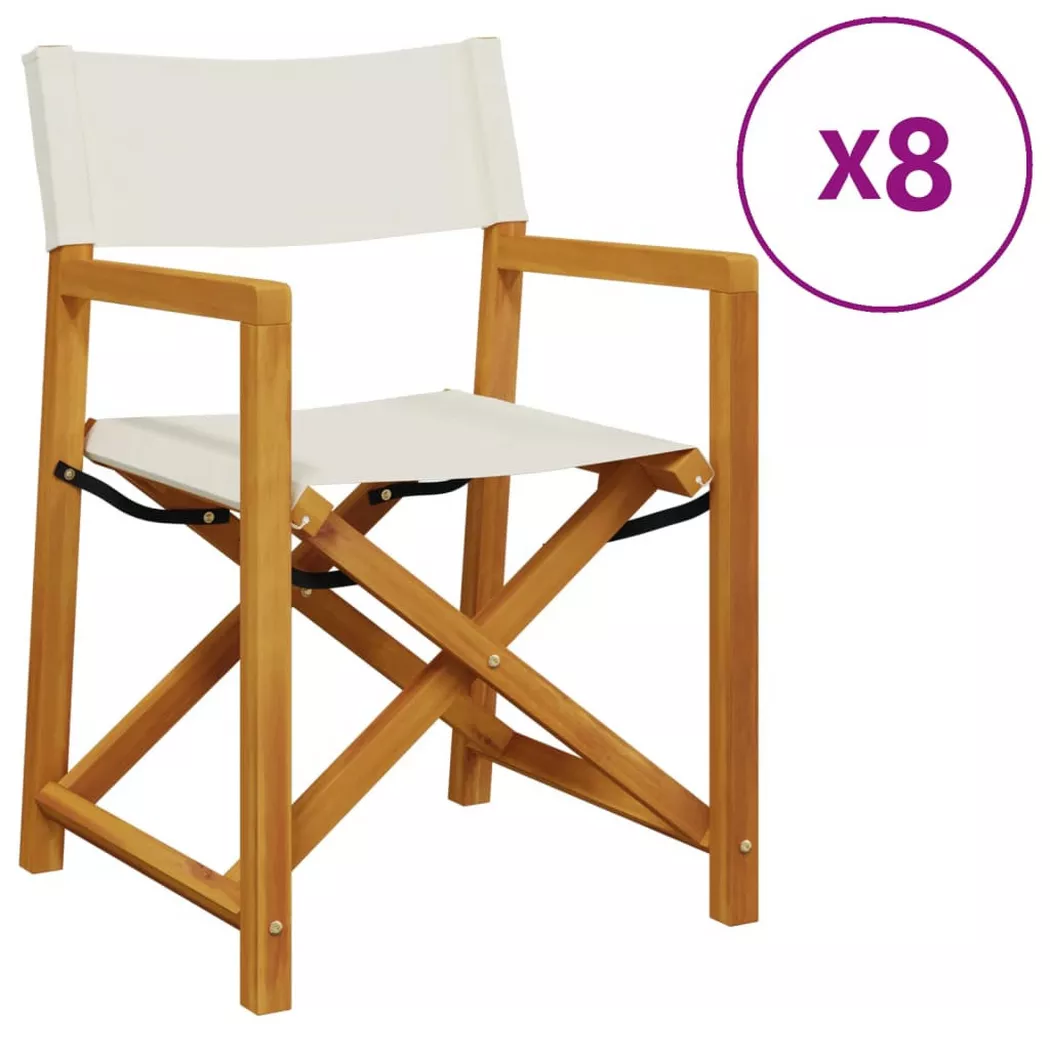 vidaXL 8-teiliges Klappstuhl-Set, cremeweißer Stoff