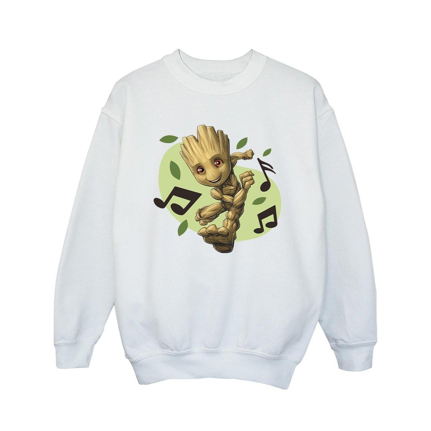 Image of Guardians Of The Galaxy Groot Musical Notes Sweatshirt Unisex Weiss 152-158