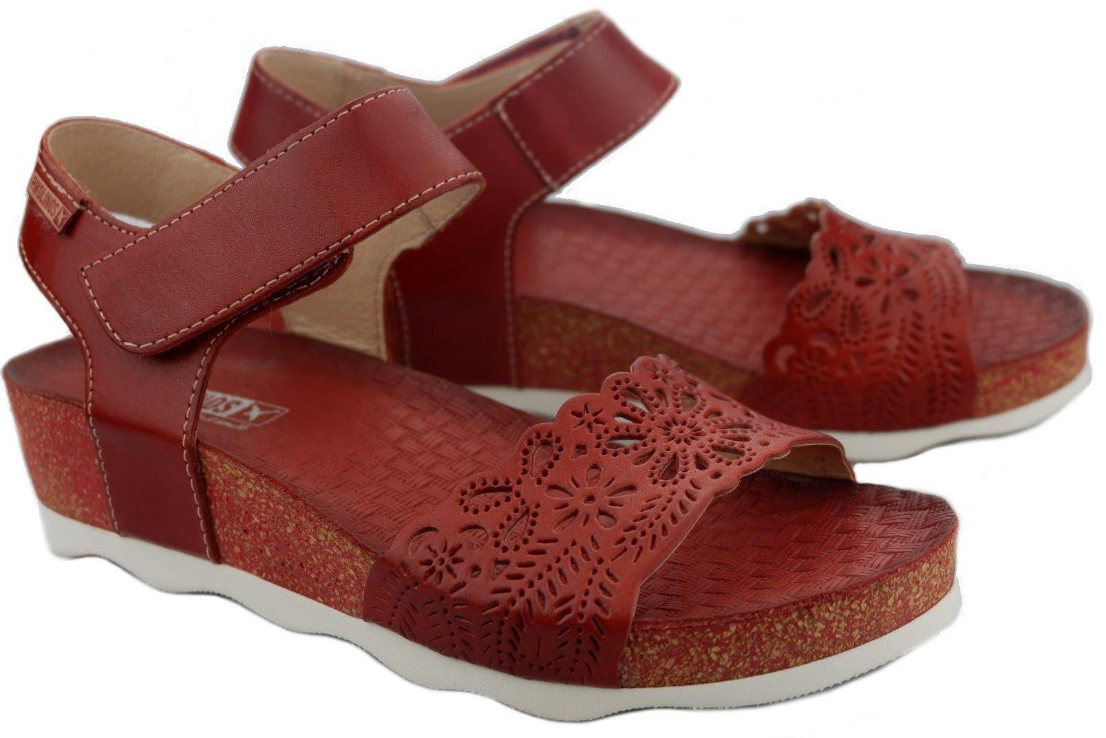 Image of W9e-0910 - Leder Sandale Damen Rot 36