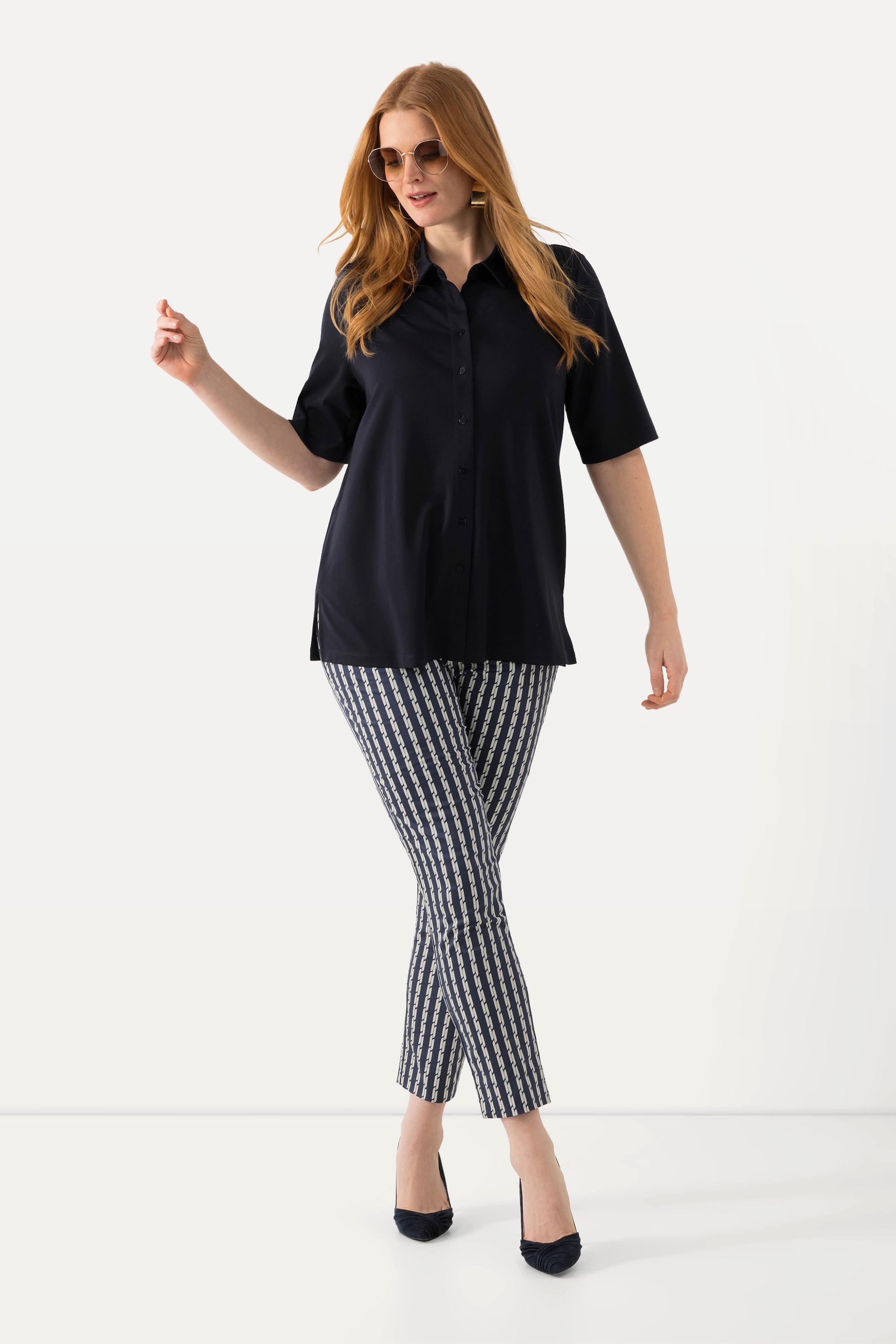 Ulla Popken  Pantalon Sienna en tissu bengaline, jambe étroite, taille élastique, stretch 