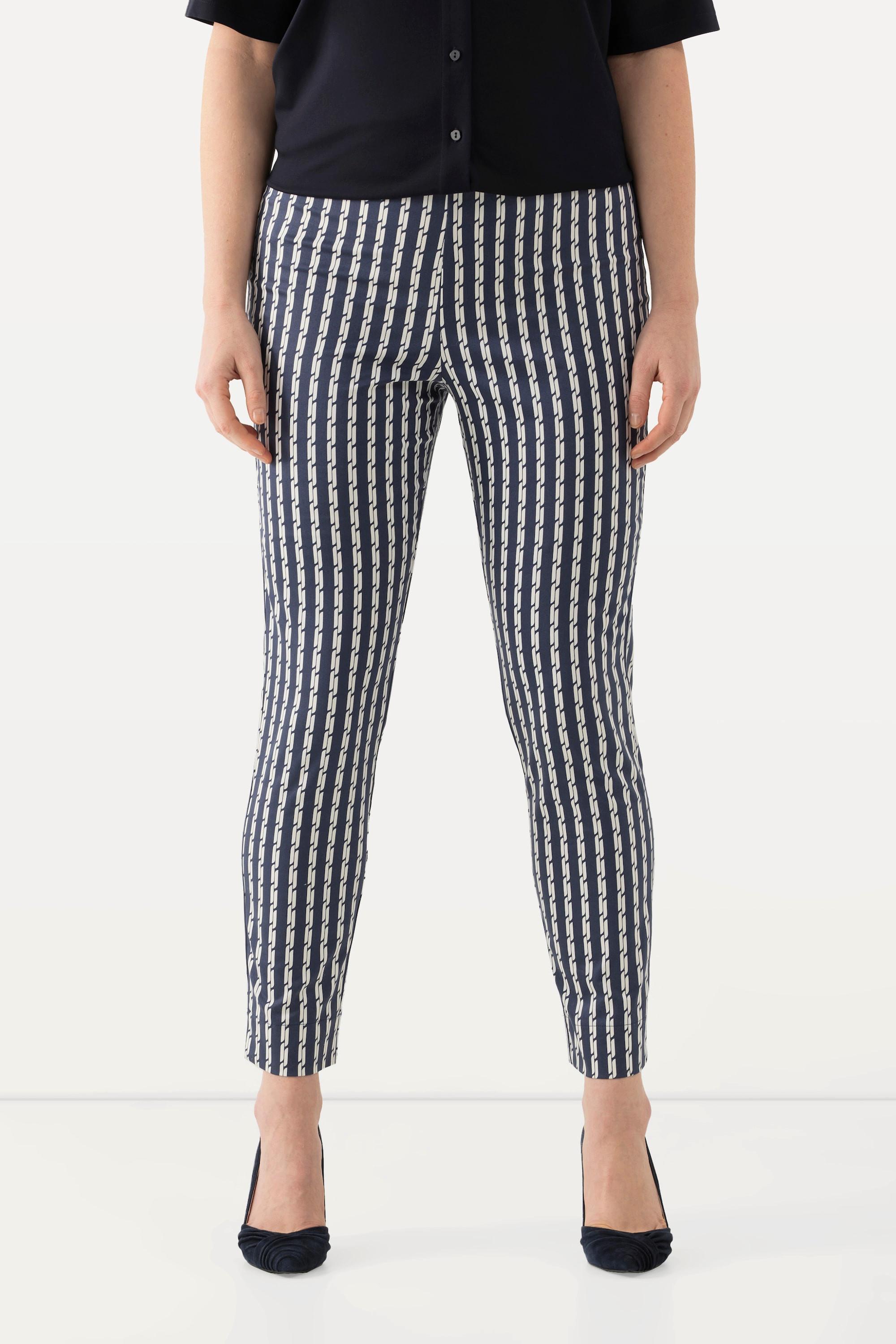 Ulla Popken  Pantalon Sienna en tissu bengaline, jambe étroite, taille élastique, stretch 