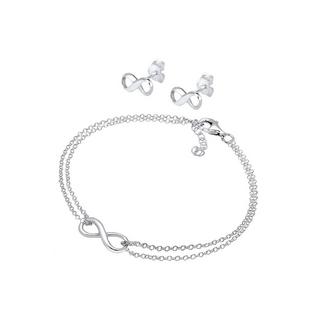 Elli  Schmuckset Infinity Symbol Armband Ohrstecker Set 925 Silber 