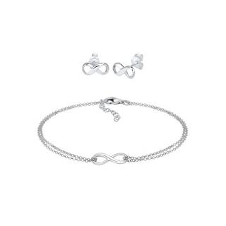 Elli  Schmuckset Infinity Symbol Armband Ohrstecker Set 925 Silber 