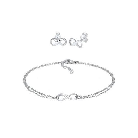 Elli  Schmuckset Infinity Symbol Armband Ohrstecker Set 925 Silber 