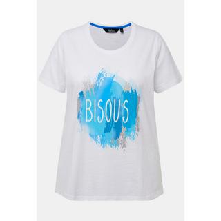 Ulla Popken  T-shirt classica con Bisous, scollo a girocollo e mezze maniche 